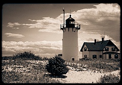 Race Point Lighthouse on Cape Cod Seashore - Sepia Tone